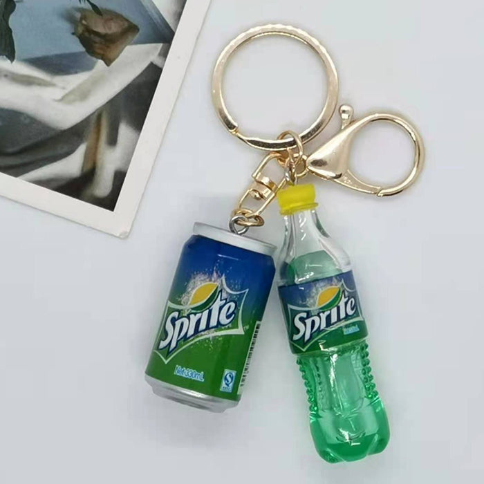 Wholesale simulation Coke  beverage bottle can combination key chain bag car key chain pendant gift