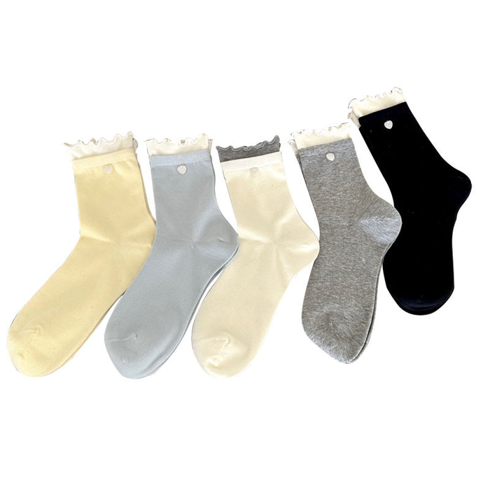 Wholesale Boneless socks, thin, versatile, mid tube, shell buckle, stacked socks, individually packaged