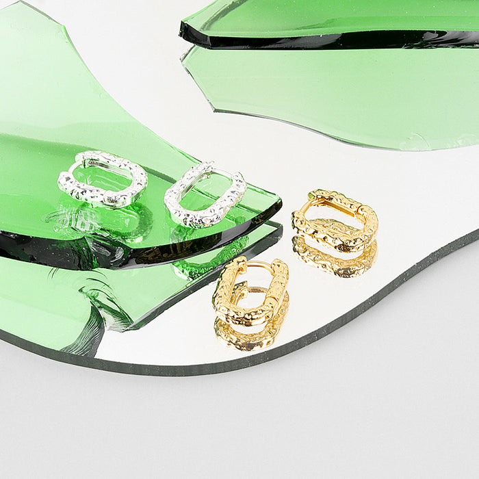 Wholesale Niche oval circle texture earrings, earrings, temperament earrings