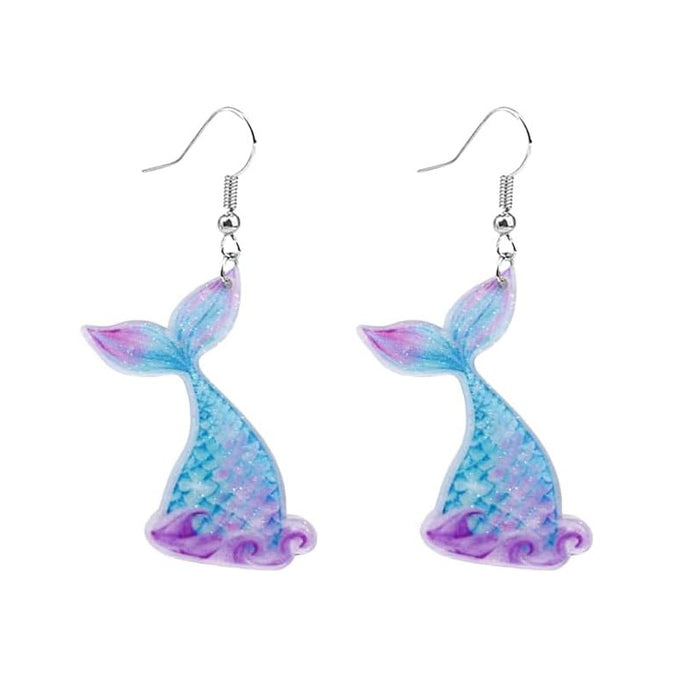 Wholesale Blue Sea Shell Acrylic Pendant Earrings JDC-ES-Yuhen004