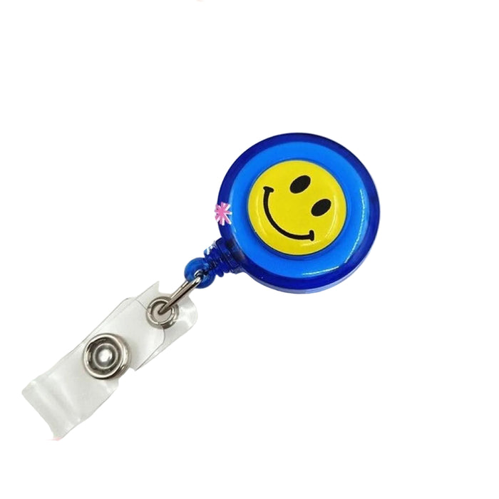 Wholesale Smiley face pull buckle retractable buckle Badge Reels Keychains