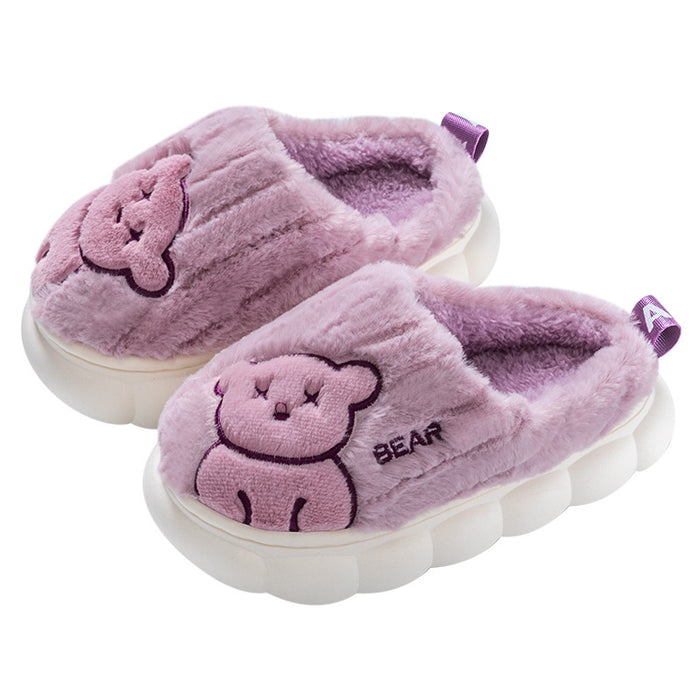 Wholesale Cotton slippers autumn and winter Boys Girls bear slippers home shoes kids furry slippers