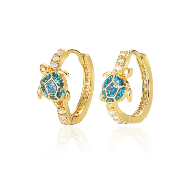 Wholesale 18K Gold Plated Cute Turtle Earrings Ear Buckle  Ocean Wind Earrings