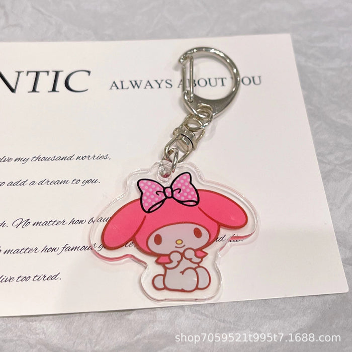 Wholesale Double-sided Keychain Cute Cartoon Book Bag Pendant Transparent Pendant Acrylic Key Ring for Men and Women