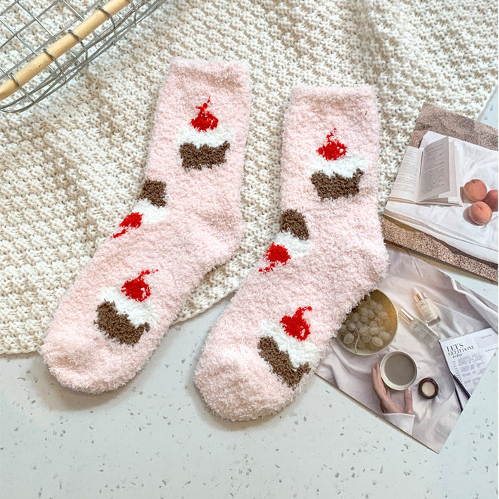 Wholesale Coral fleece socks, plush cotton socks, thickened home bedding, warm sleep, plush floor socks