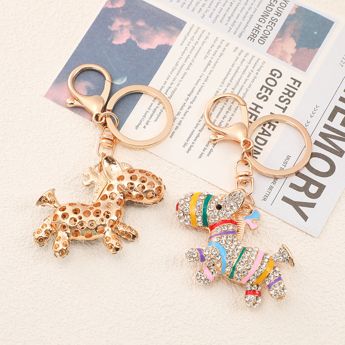 Wholesale Colorful Zebra Diamond Keychain Small Gift Personalized