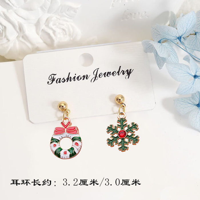 Wholesale Alloy Christmas Earrings Santa Reindeer Bell Pendant Boutique Resale MOQ≥2