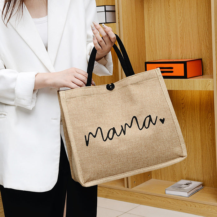 Wholesale Fashionable hand-held linen bag, large capacity casual shoulder bag, paired with letter bag