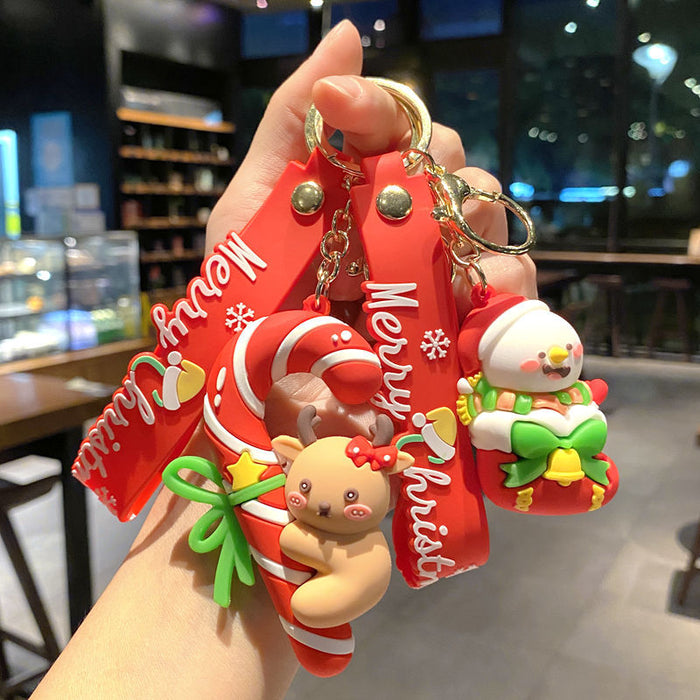 Wholesale Silicone Keychain Trendy Christmas Bag Charm