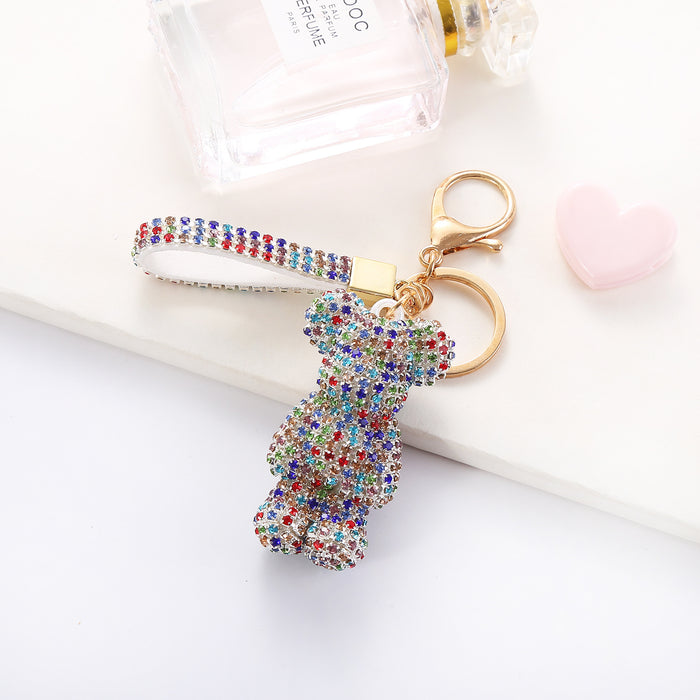 Wholesale Cartoon Rhinestone  Plush Keychain Cute Key Ring