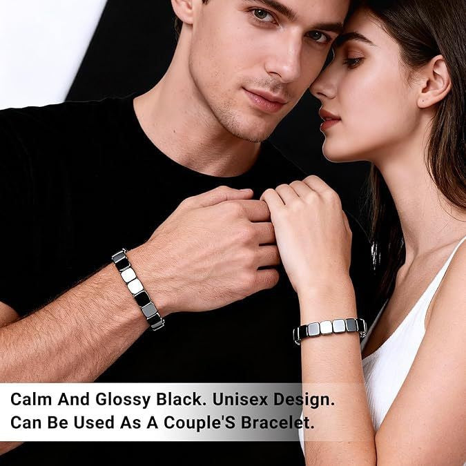 Wholesale Unisex Square Black Gallstone Beaded Bracelet Elastic Fashion Accessory