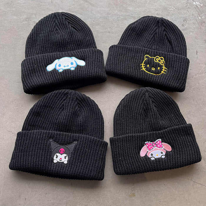 Wholesale Cute Kitten Embroidery Acrylic Knitted Beanie JDC-FH-Kamie009