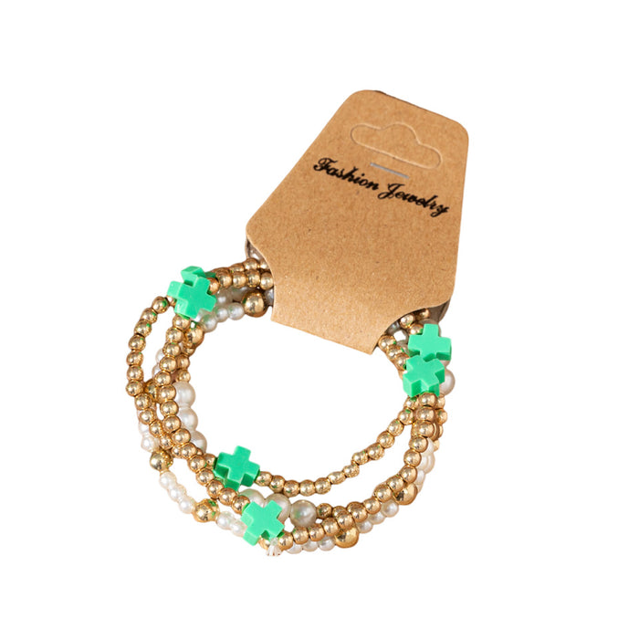 Wholesale Soft Clay Cross Bead Bracelet Suitable for Vacation  Multi-Layered Elastic String Bracelet