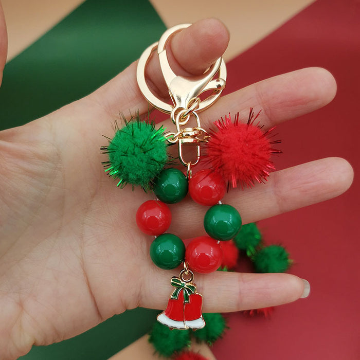 Wholesale Christmas theme keychain  snowflake bag keychain beaded Christmas tree keychain