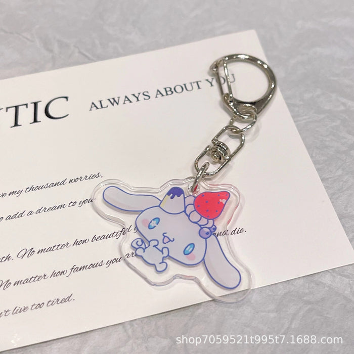 Wholesale Double-sided Keychain Cute Cartoon Book Bag Pendant Transparent Pendant Acrylic Key Ring for Men and Women