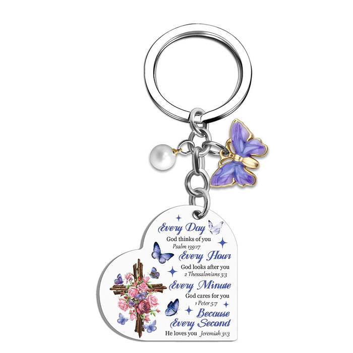 Wholesale Colored stainless steel keychain heart-shaped keychain