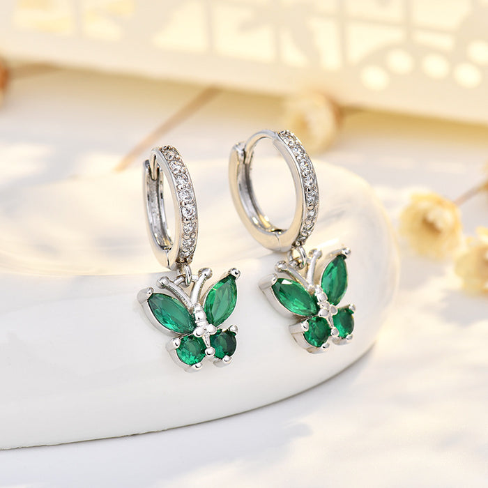 Wholesale Butterfly sterling silver needle earrings with fashionable and simple style, ear buckles, and headwear accessories