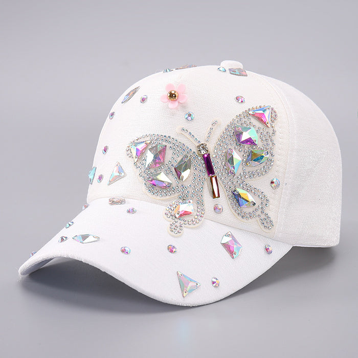 Wholesale Butterfly rhinestone baseball cap with glitter sunshade duckbill cap baseball cap