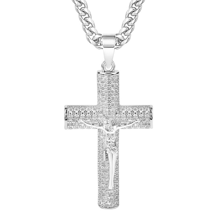 Wholesale Diamond-encrusted cross full diamond gold-plated pendant necklaces