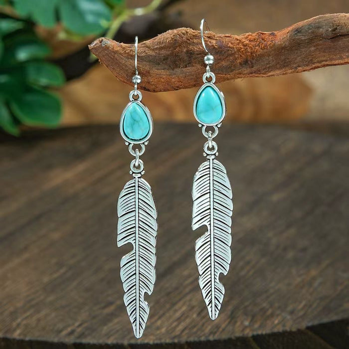 Wholesale 2pcs geometric metal turquoise bohemian earrings