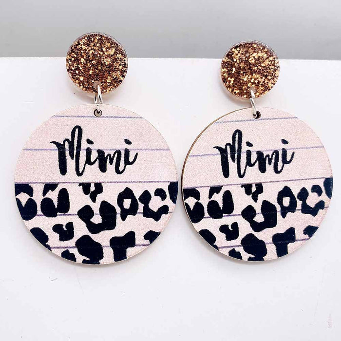 Wholesale wooden earrings round wood grain shape Mother's Day earrings for women