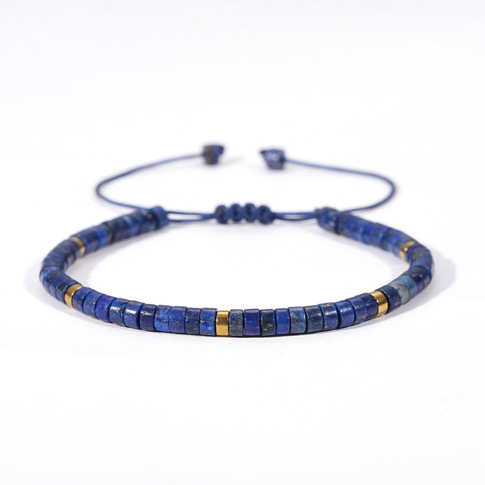 Wholesale Natural Stone Spacer Bead Braided Bracelet European and American Hot Selling Hand-Woven Lapis Lazuli Bracelet