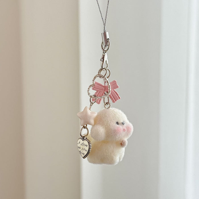 Wholesale Flocked Bear Mobile Phone Pendant Girl Heart Bow Bag Pendant Accessories Car Keychain