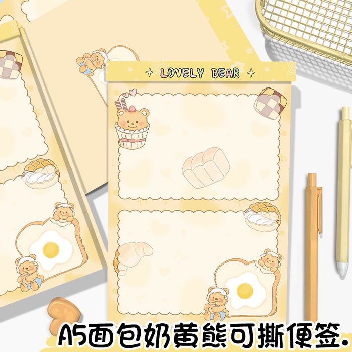 Wholesale A5 Tear-Off Notepad Bread Custard Bear Cartoon Thick Paper for Student Everyday Use