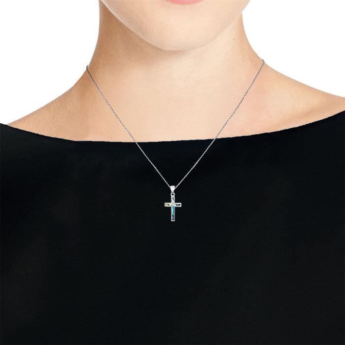 Wholesale Faith Color Cross Inlaid Stainless Steel Pendant Necklace