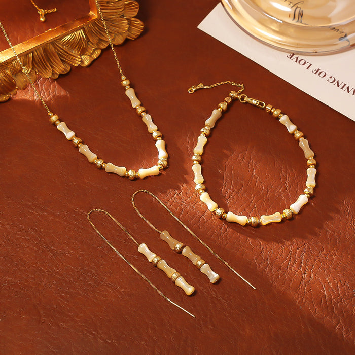 Wholesale Bamboo necklaces, bracelets, earrings, natural mother of pearl, high-end fashion accessories
