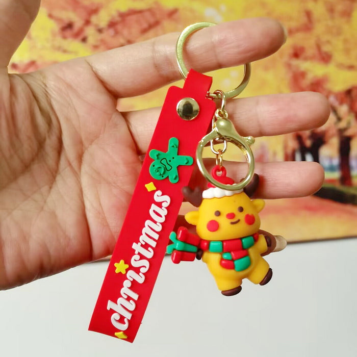 Wholesale Silicone Christmas Keychain Cute Cartoon Pendant
