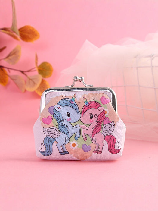 Wholesale Cartoon Unicorn PVC Coin Purse Snap Wallet Pink Flower Boutique Resale MOQ≥2