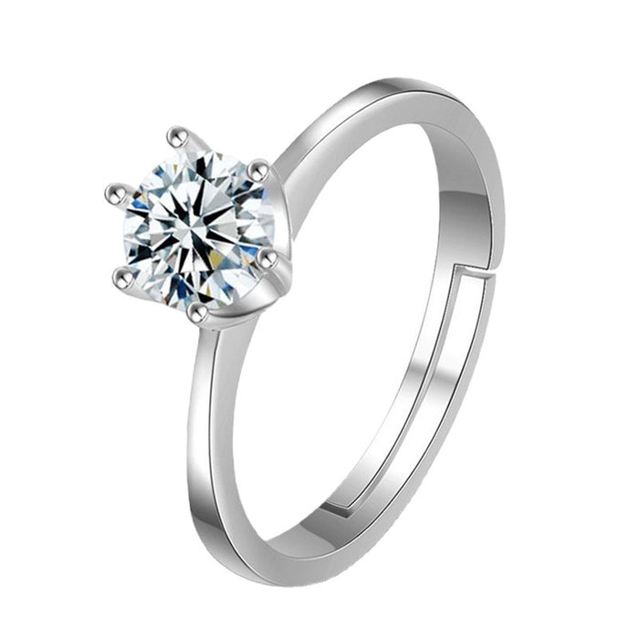 Wholesale Classic Crown Ring Six-claw Zircon Open Ring Women's  Couple's Ring