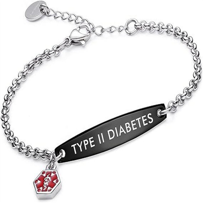 Wholesale  jewelry pre-engraved simple chain female medical warning