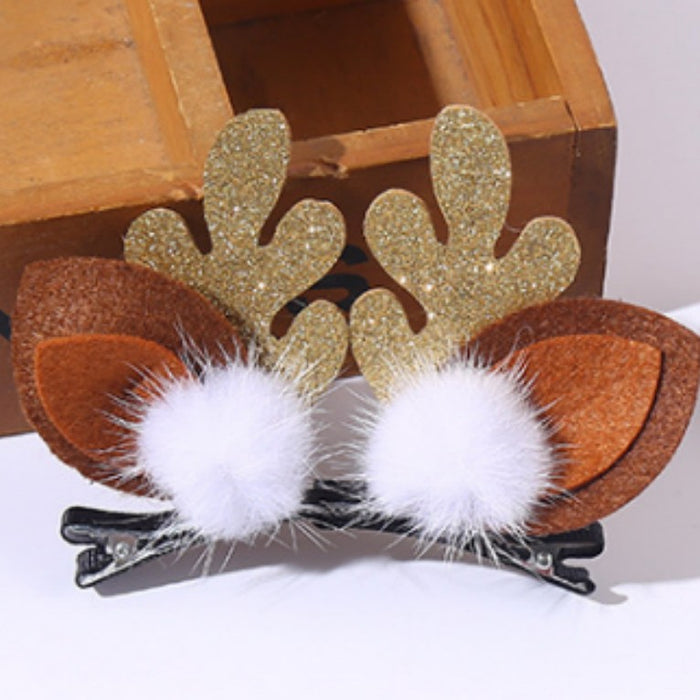 Wholesale Christmas Headdress Antlers Kidsren' s Hairpin Christmas Hairpin Hair Ball Duckbill Clip Cute Deer Bangs Hairpin