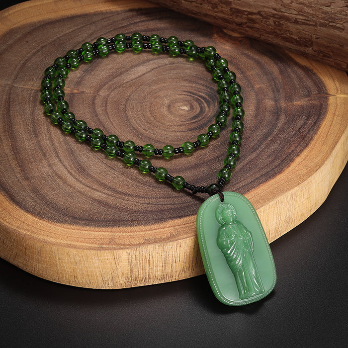 Wholesale Bodhisattva Pendant Antique Jade Guardian Necklace