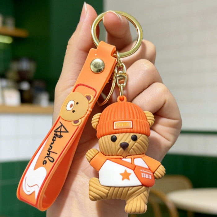 Wholesale Cartoon Bear Keychain Bag Charm Silicone PVC Cute Decor for Car Keys or Bag Accessory
