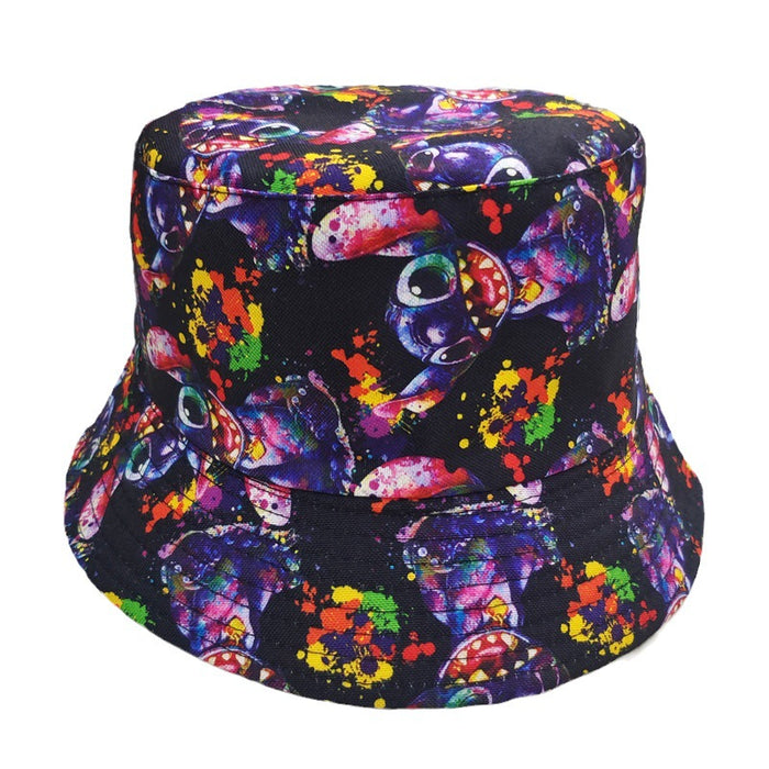 Wholesale Printed fisherman hat cartoon double-sided basin hat outdoor travel sun protection hat