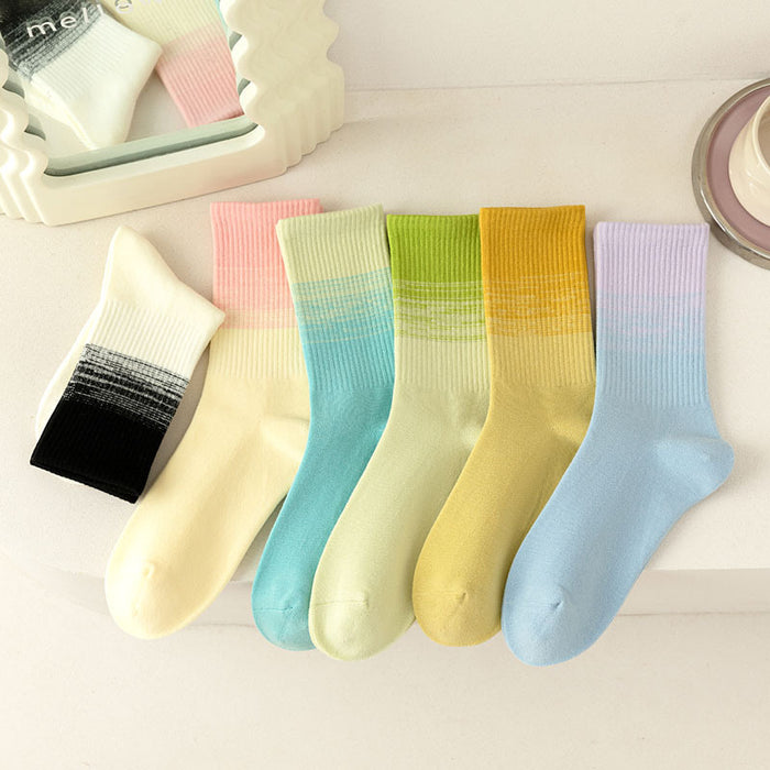 Wholesale Socks gradient color, mid tube lightweight sports socks, running socks, cotton
