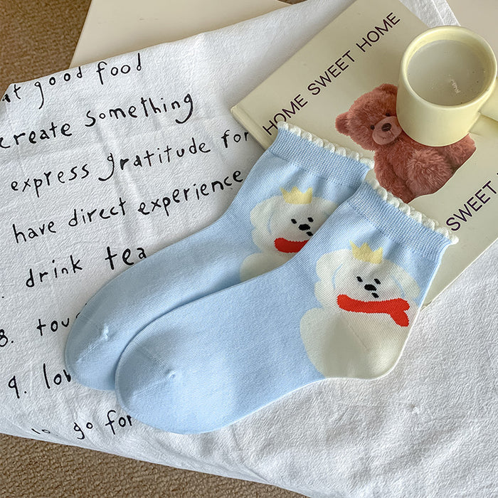 Wholesale Socks Children's Mid Tube Socks New Sweet Lace Academy Storm Point Socks