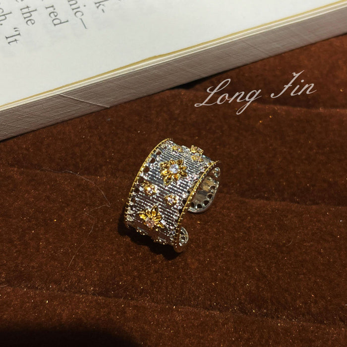 Wholesale Cross Flower Ring Diamond Four-Leaf Clover Ring