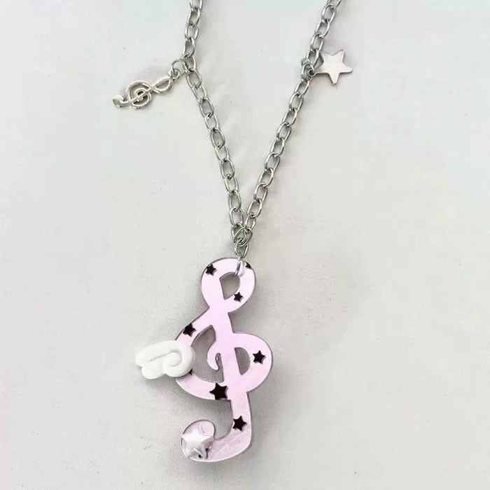 Wholesale Acrylic Musical Note Necklace One-Winged Angel Fashion Jewelry Accessory