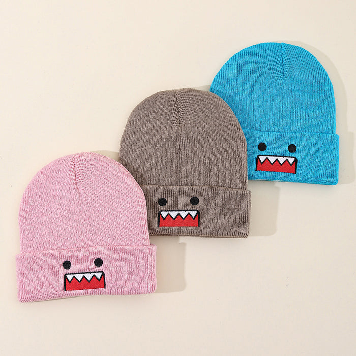 Wholesale Cartoon embroidery funny knitted hat autumn and winter cold hat outdoor warm hat