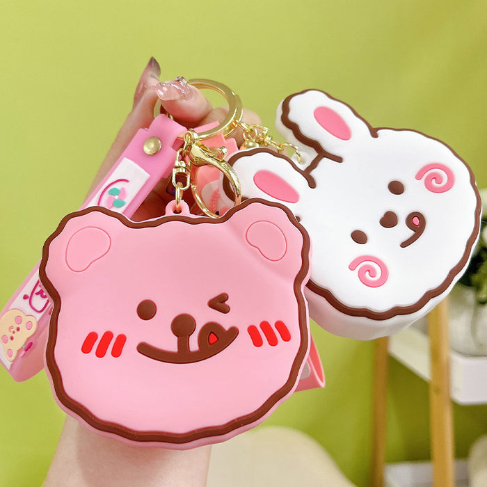 Wholesale Corrugated coin purse headset storage chartered car key chain creative schoolbag pendant couple cute small gifts