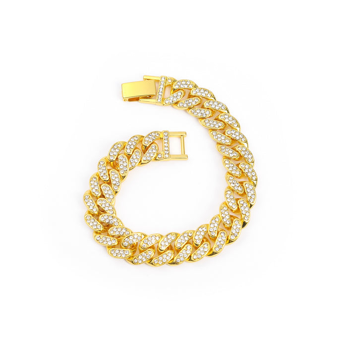 Wholesale Alloy Diamond Cuban Chain Men's Necklace JDC-NE-RenQing004