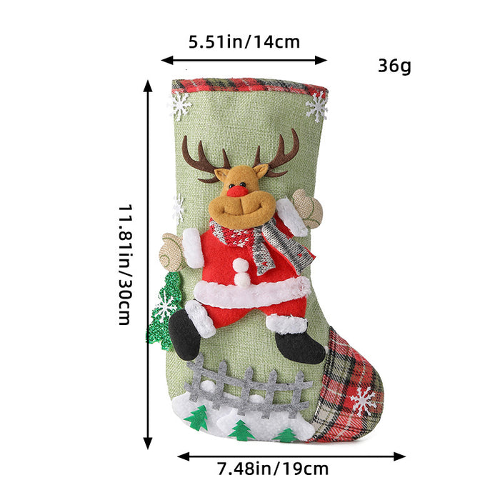 Wholesale Linen Christmas Stocking Fence Christmas Gift Bag Christmas Tree Ornament Candy Bag Ornament
