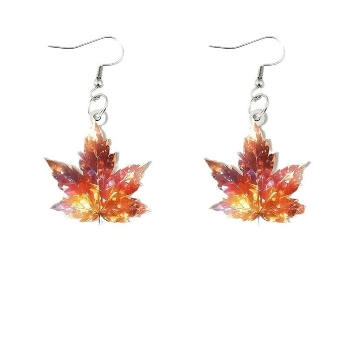 Wholesale Acrylic Thanksgiving Maple Leaf Personalized Earrings JDC-ES-Yujin002