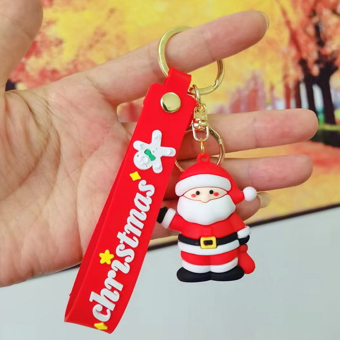 Wholesale Silicone Christmas Keychain Cute Cartoon Pendant