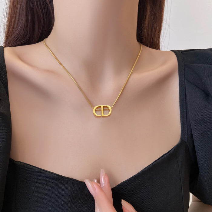 Wholesale Titanium Steel Letter Real Gold Necklace for Women JDC-NE-LG041