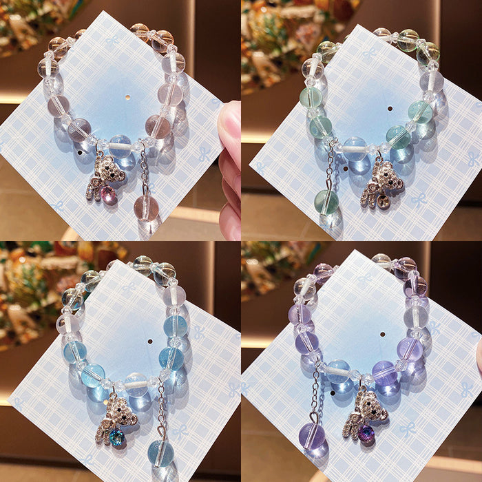 Wholesale Blue Diamond Studded Bear Bracelet Imitation Crystal Fashion Jewelry Accessory MOQ≥3